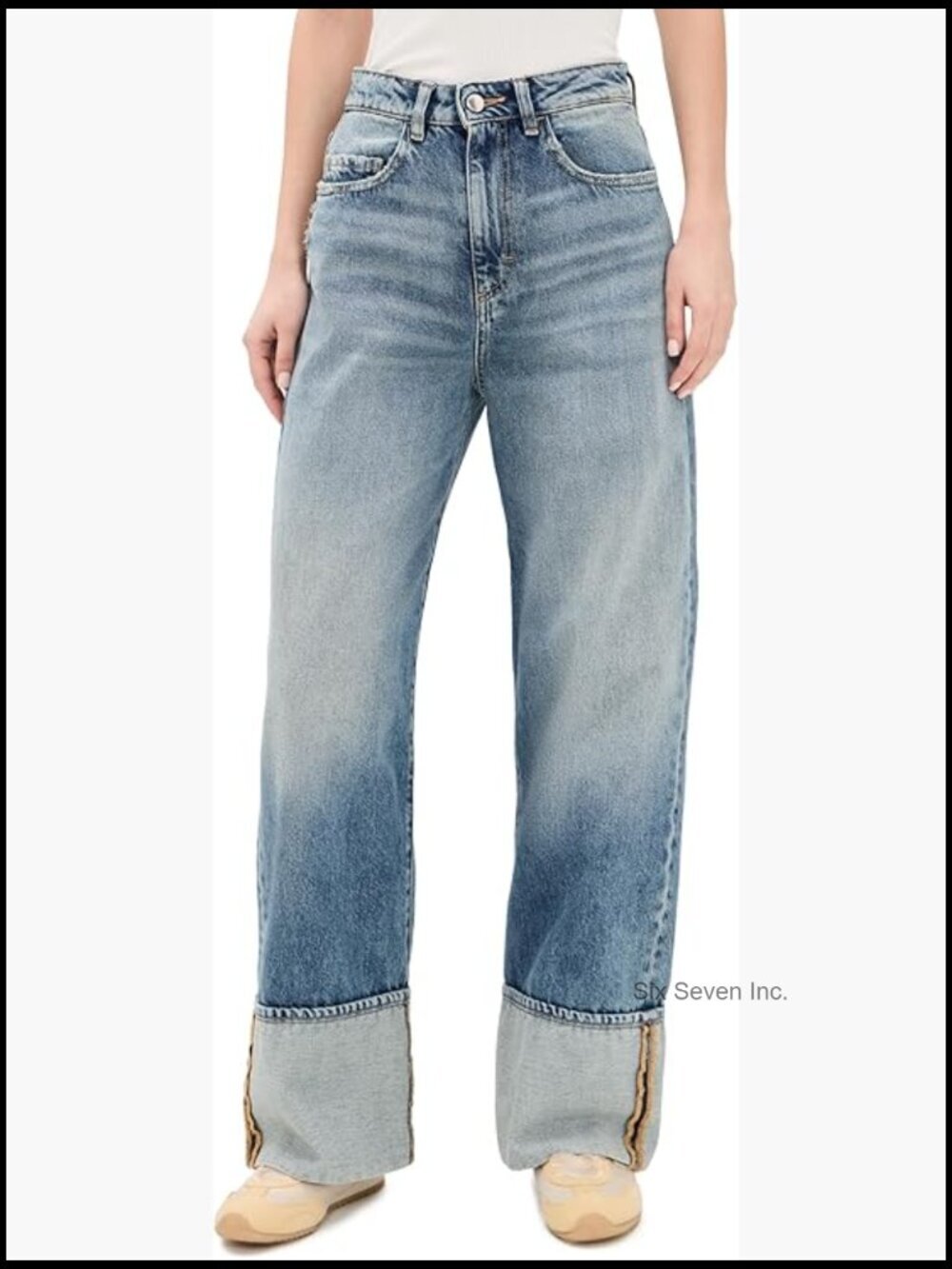 Mid-Weight Non-Stretch Denim Jeans with Distressed Details